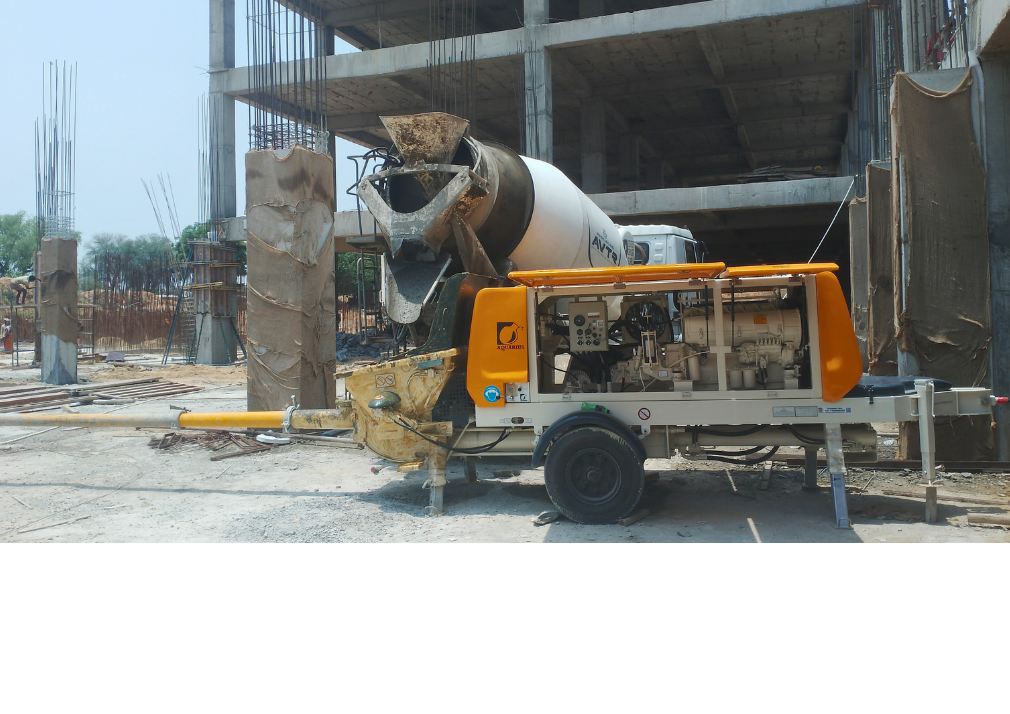 Aquarius 1407 D Stationary Concrete Pump working at Salasar Readymix, Project – JVP Hospital Jaipur.