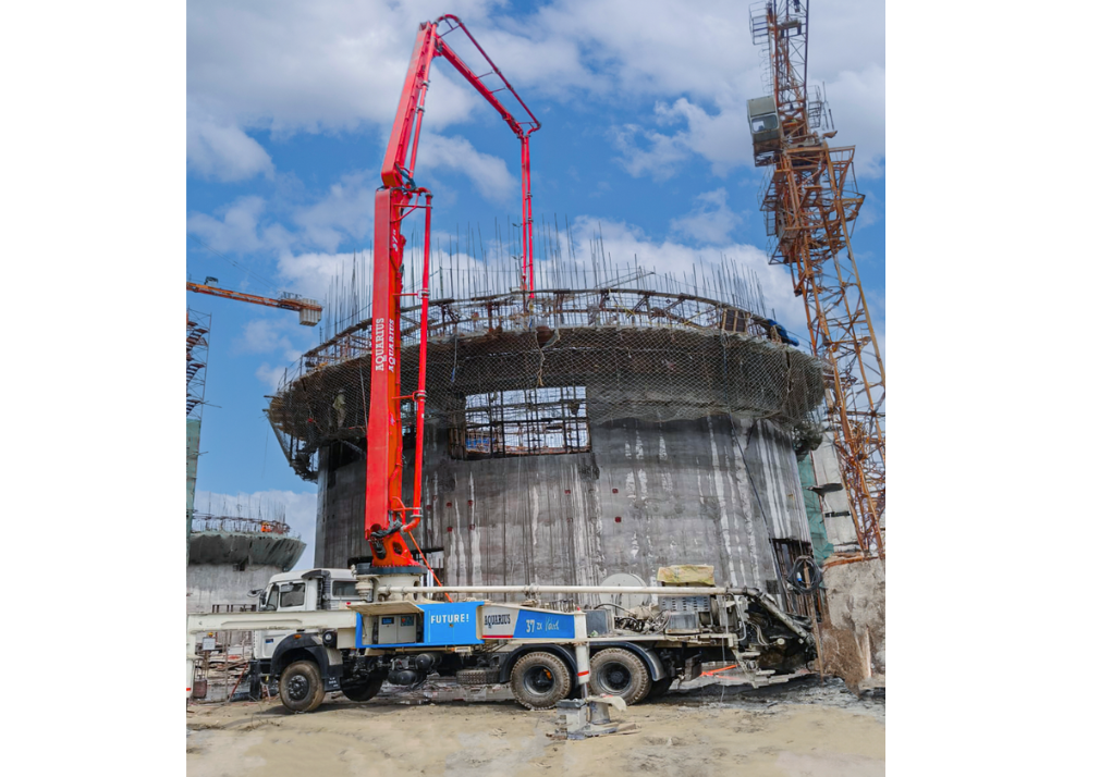 Aquarius 37 ZX Electric Boom Pump working at Saira transport Site Ultratech cement plant, UTTAR PRADESH.