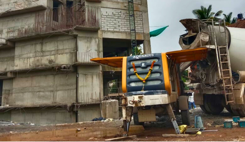 Aquarius 1407 D Stationary Concrete Pump working at Viraj Earthtech LLP, Kolhapur.