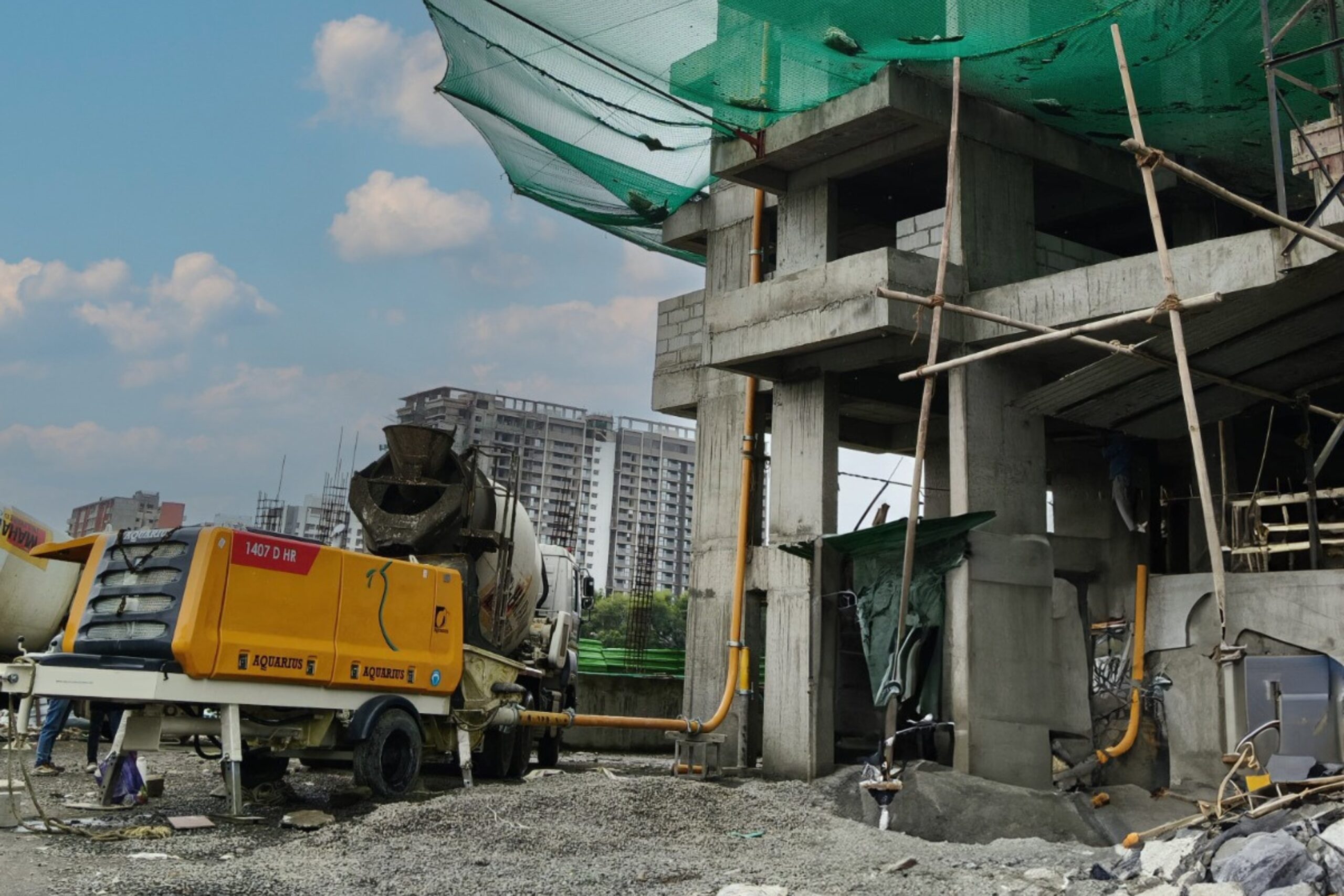 Aquarius 1407 D HR Stationary Concrete Pump working at Mahalaxmi RMC, Pune