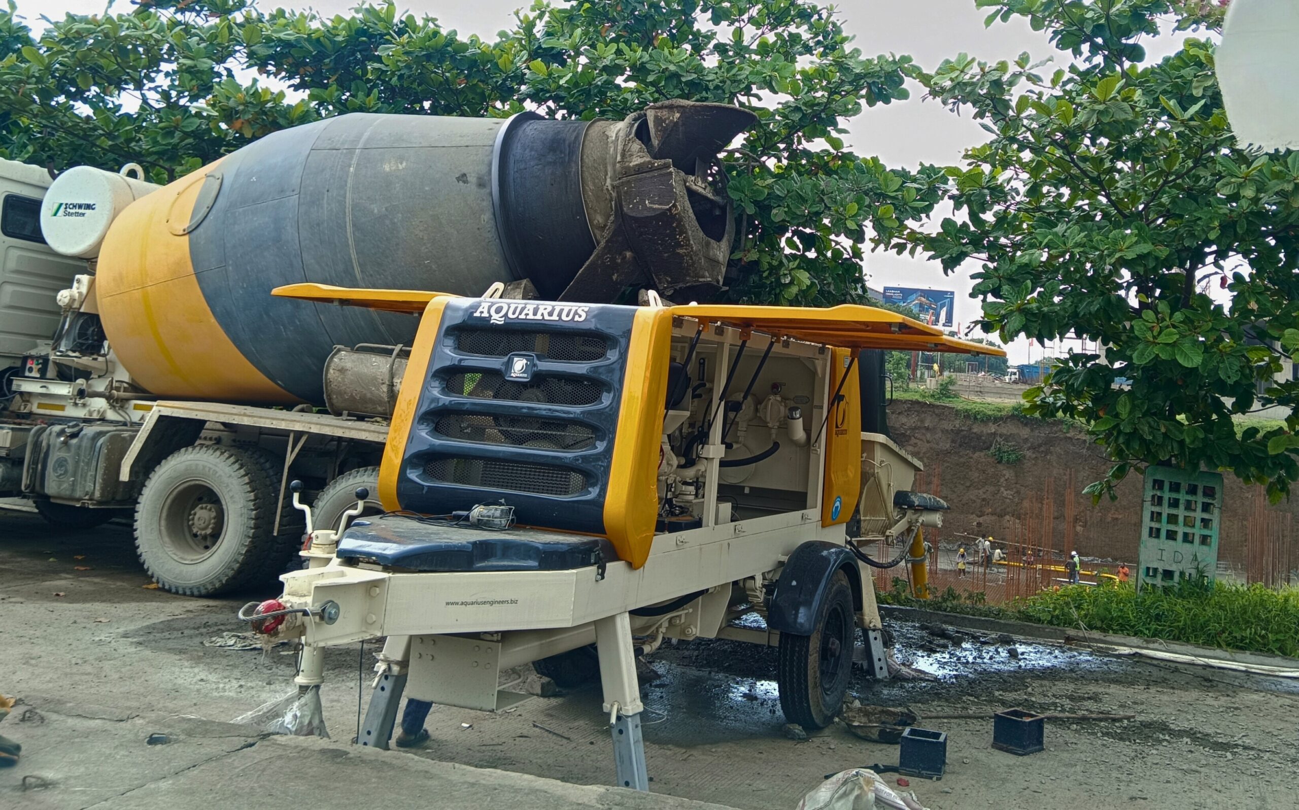 Aquarius 1405 D Stationary Concrete Pump working at M/S Leeds developers and buildcon pvt. Ltd. Indore
