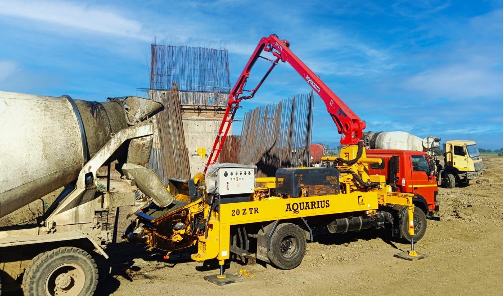Aquarius M 20 Z BOOM PUMP WORKING AT MS Madhav infraprojects limited at Morgaon District Dhar, Madhya Pradesh Railway project.