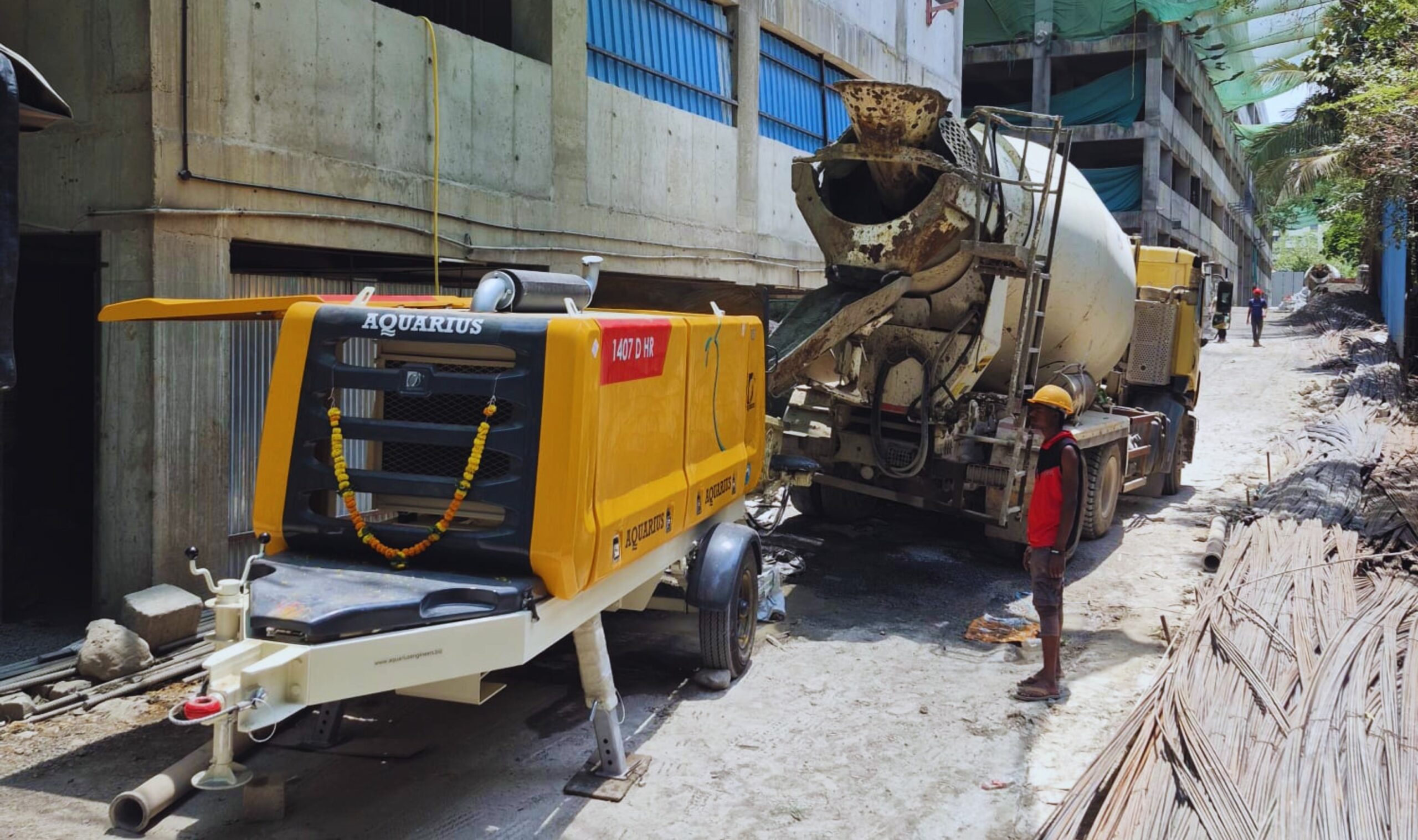 Aquarius Engineers stationary concrete pump.